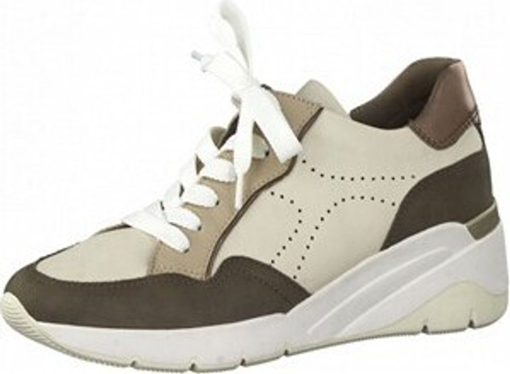 JANA SOFTLINE LEATHER 8-8-23703-27/708 KHAKI COMB. Sportliche Schnürer HW 21/22, Spocc:38