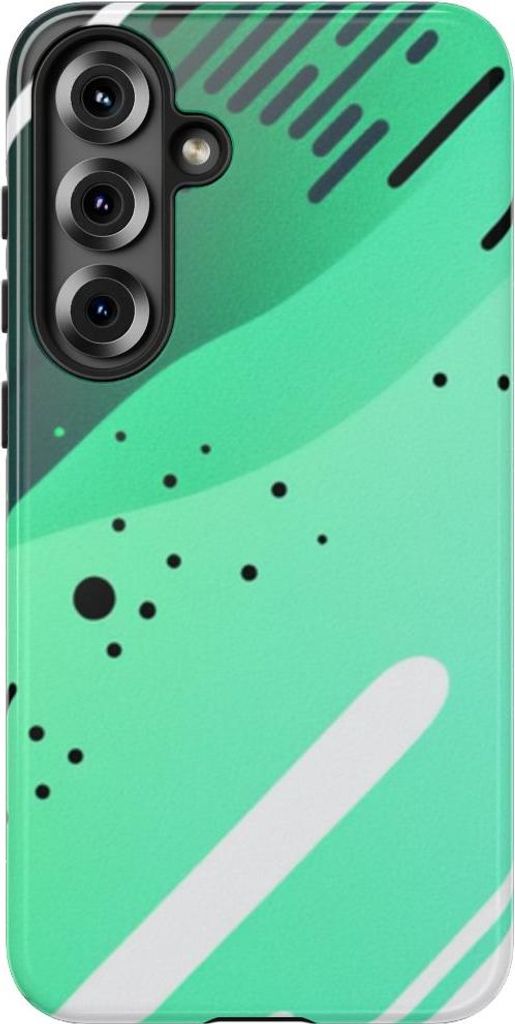 Dynamisches geometrisches Muster in Grün und Schwarz – Hülle Kompatibel mit Samsung Galaxy S25 Plus