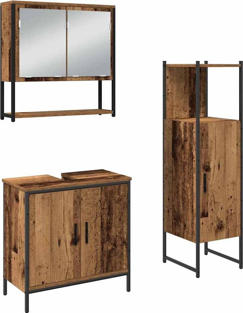 "2026 MODERNE"Badezimmermöbel-Set stylische - Badezimmerschrank, Badschrank - mit Regal mit Tür 3 pcs Braun Holzwerkstoff - Badezimmerschränke N...