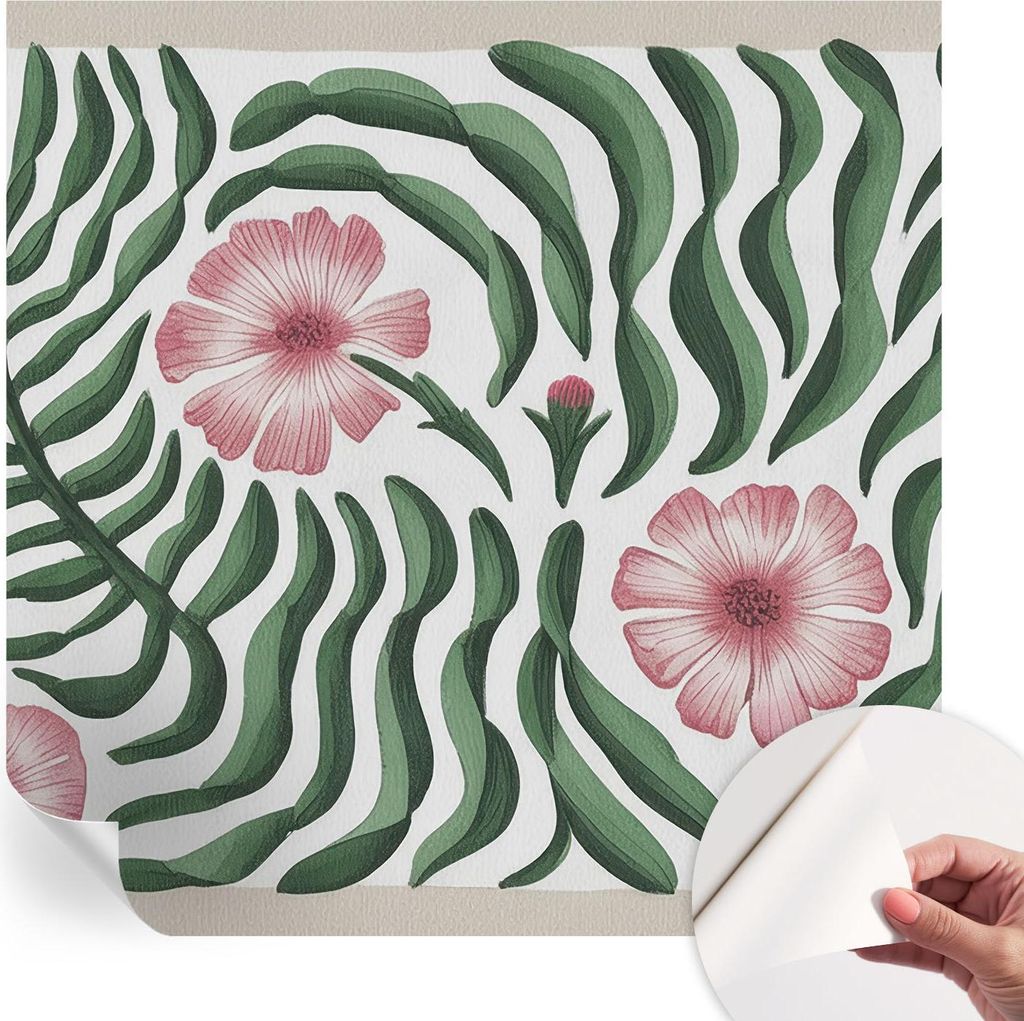 Selbstklebende Wandtapete - Dekorative Tapete für Wohnzimmer - Klebefolie für Wandbilder - Tapetenfolie für Wanddekoration - 250x250 cm - Blüte...