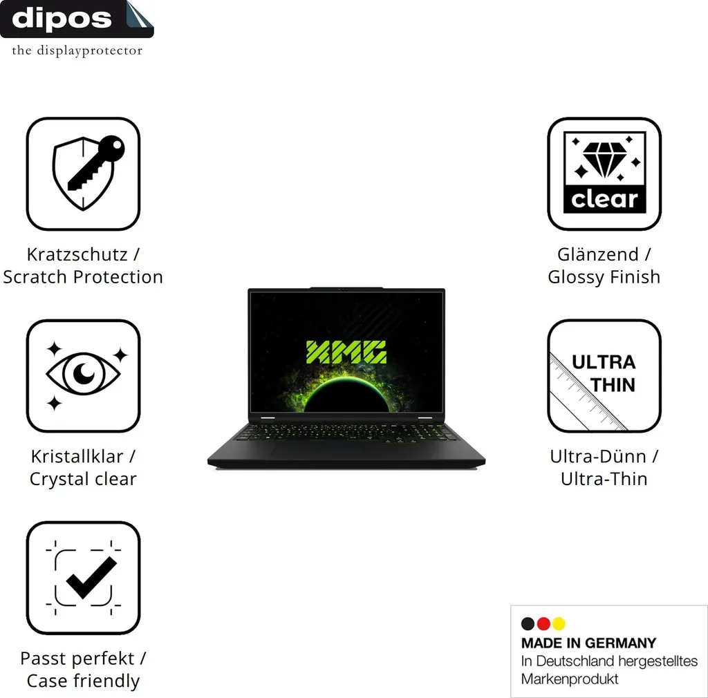 XMG Apex 16 Max Screen Protector 2-Pack | dipos Claro Ultra-Clear - 7