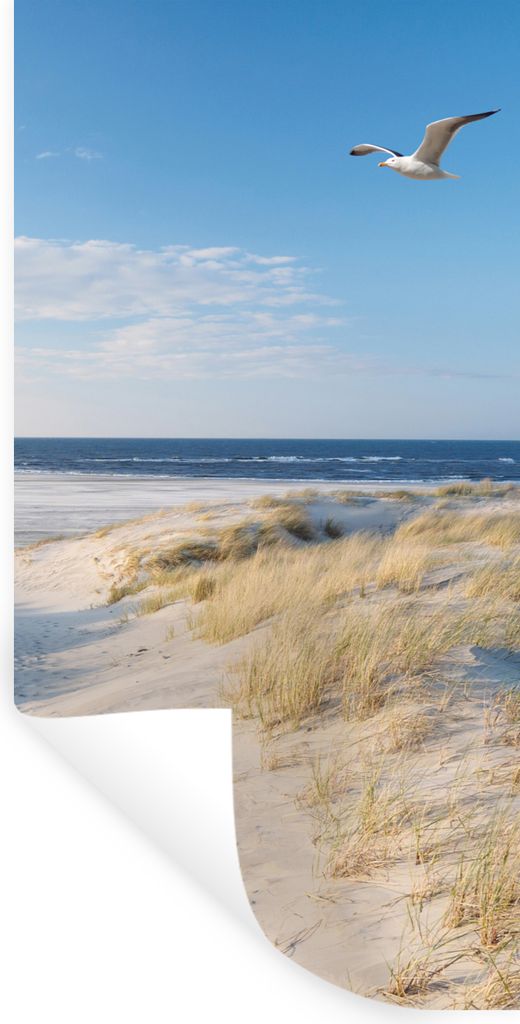 MuchoWow Wandtattoo Wandsticker Wandaufkleber Düne - Möwe - Strand - Meer - Sonne 40x80 cm Selbstklebend und Repositionierbar - Repositionierba...