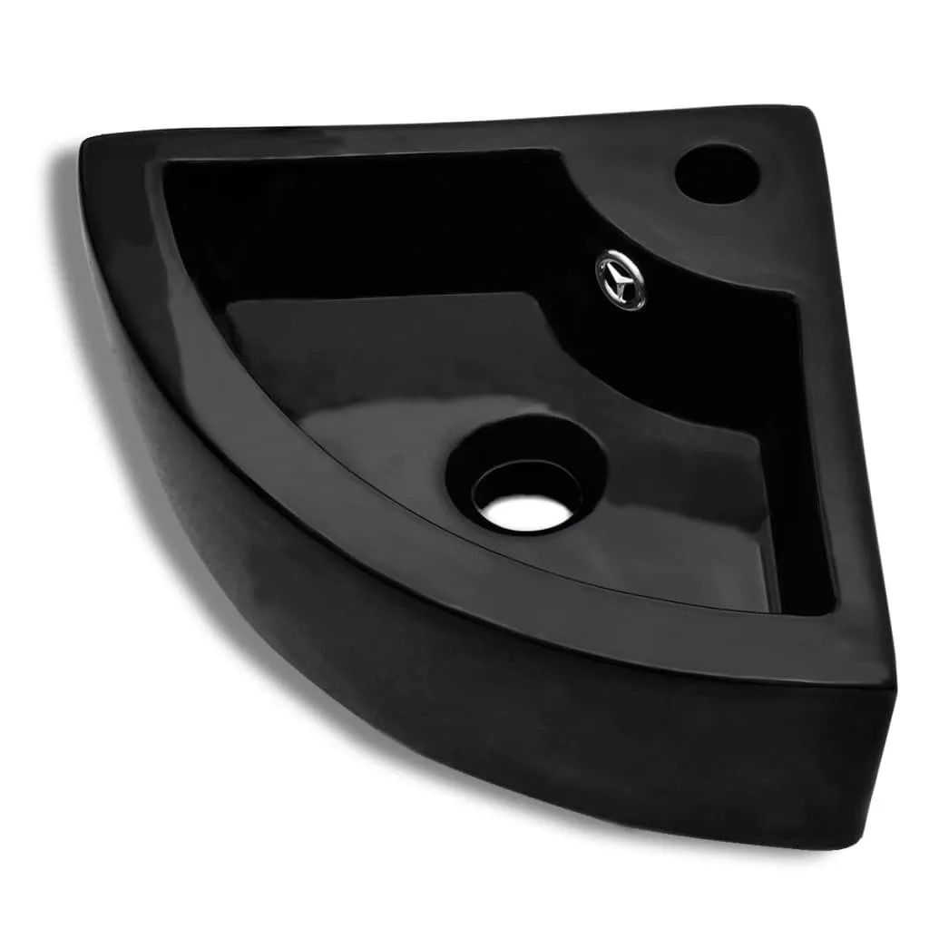 Lave-mains rectangulaire noir 45 cm avec trop-plein style industriel