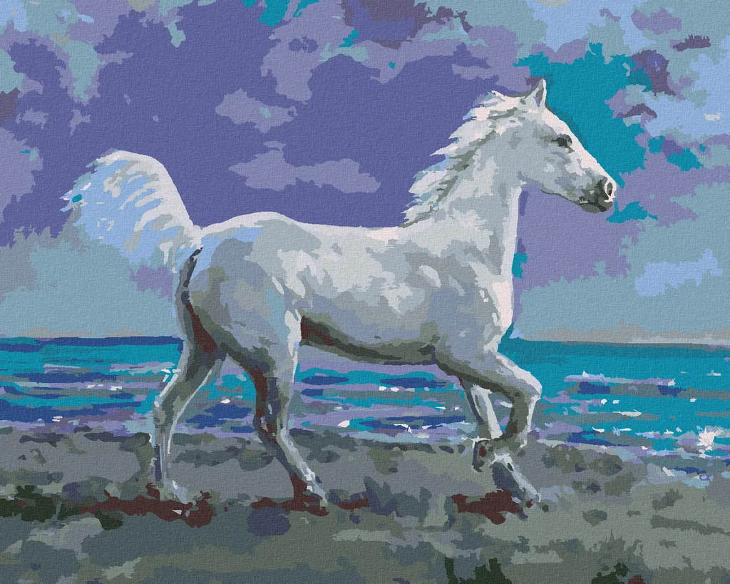 Zuty Pittura con Diamanti Cavallo Bianco 40x50 cm - Kit Completo Senza Cornice