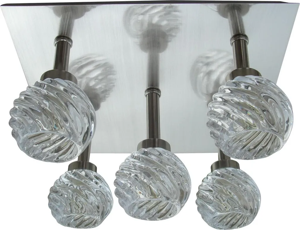 Plafonnier GIRA G9 5 Lumières Design Argenté et Transparent - 40W Max
