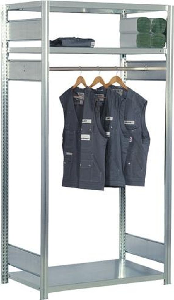 Garderobenregal BERT - erweiterbares Grundregal - 2.000 x 1.005 x 600 mm (HxBxT) - beidseitig - verzinkt