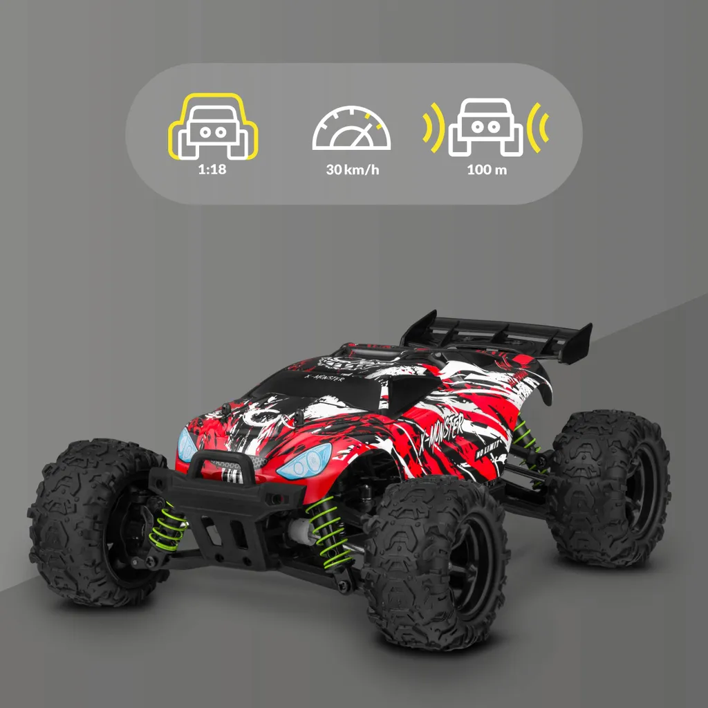 Voiture RC incassable 45 km/h X-Monster 3.5 avec 2 coques de rechange - 42