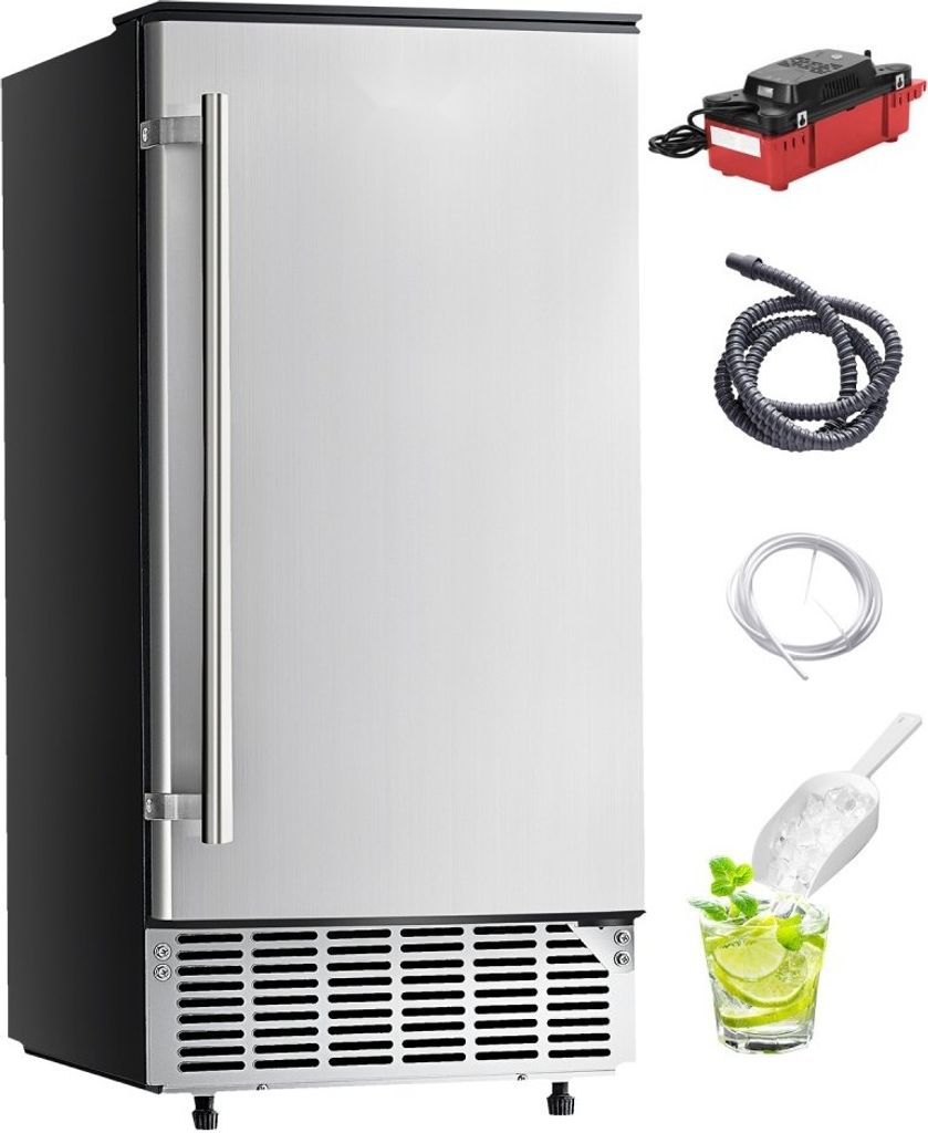Integrierte Eiswürfelmaschine Unterbau - 36 kg/Tag - mit Abwasserpumpe - umkehrbare Tür - kompaktes Design - energieeffizient