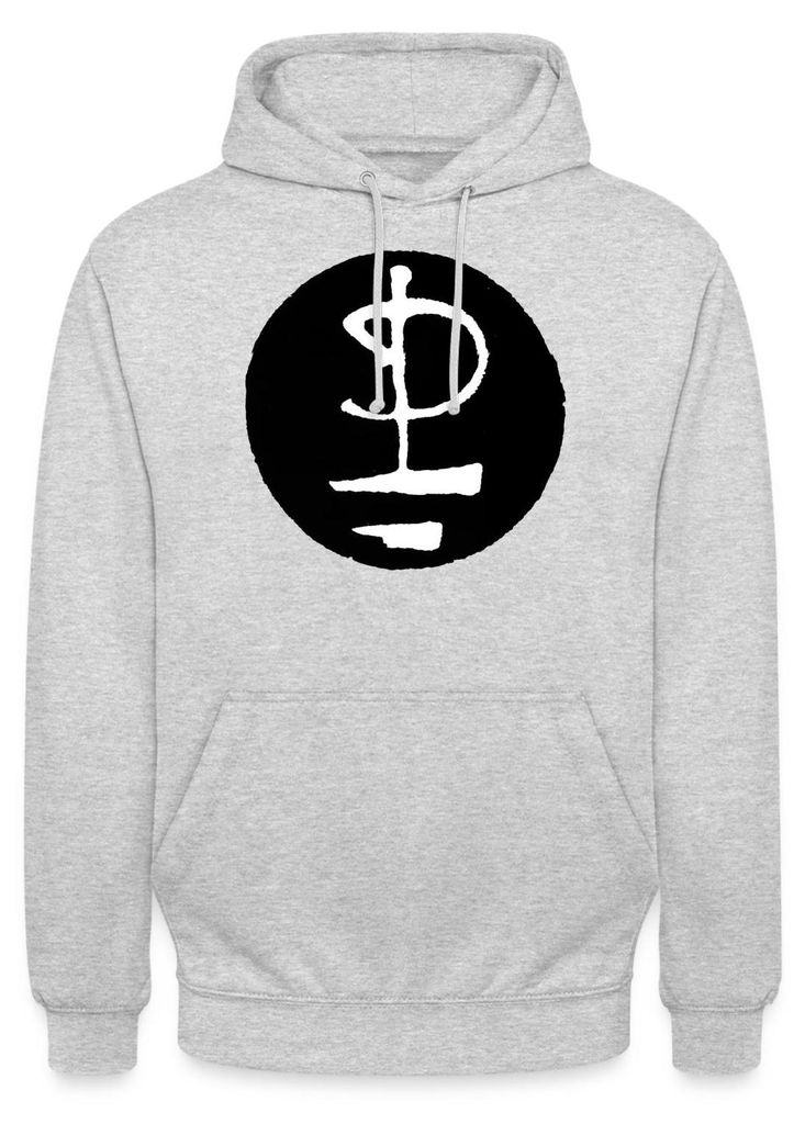 Spreadshirt Pink Floyd Logo Schwarz Weiß Uni Hoodie, M, Hellgrau meliert
