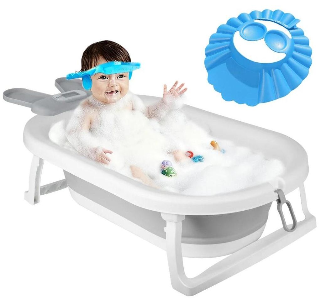 Baby-Badewanne - Faltbare Wanne - Wasserthermometer - Sitzstütze - Hasenmotiv - 0–6 Monate - 82×43×20 cm - Rot