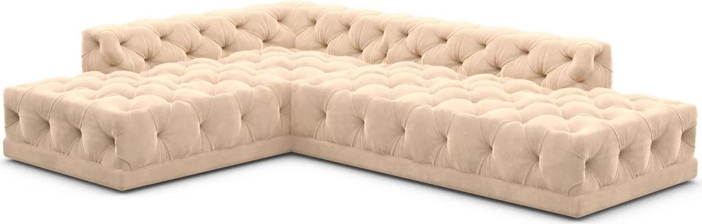 Samtstoff L-Form Lounge Sofa Meliva Beige Links