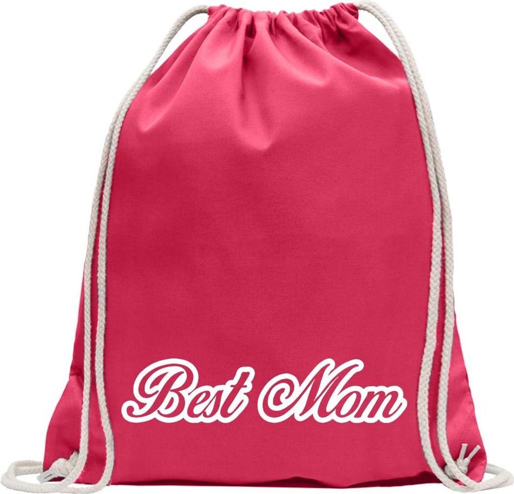Kiwistar - Turnbeutel - pink - Best Mom Mutter Familie - Fun Rucksack Sport Beutel Gymsack Baumwolle mit Ziehgurt