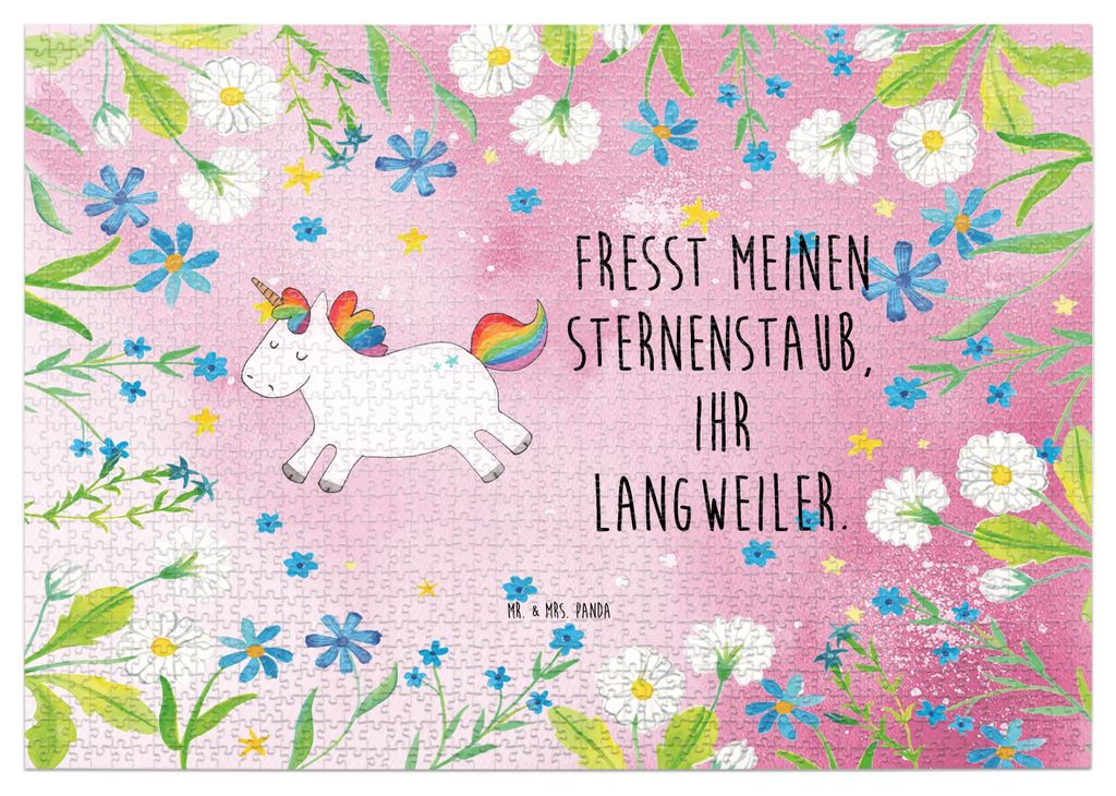 Mr. & Mrs. Panda Puzzle Einhorn Happy 1500 Teile - Rot Pastell - Geschenk, Lächeln, 2000, Spannend, Lachen, 300, Geduldspiel, 1000, Unicorn, Einh...