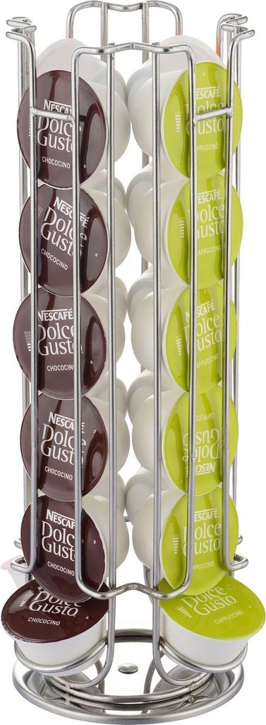 INF Rotierendes Aufbewahrungsregal aus Metall für Kaffeepadhalter zur Organisation von Kaffeekapseln Silber
