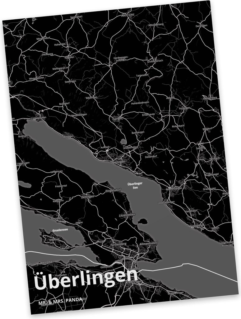 Mr. & Mrs. Panda Postkarte Überlingen - Geschenk, bildkarte, Postkarten, Ansichtskarte, Stadt, Grußkarte, Dorf Karte Landkarte Map Stadtplan, Ans...