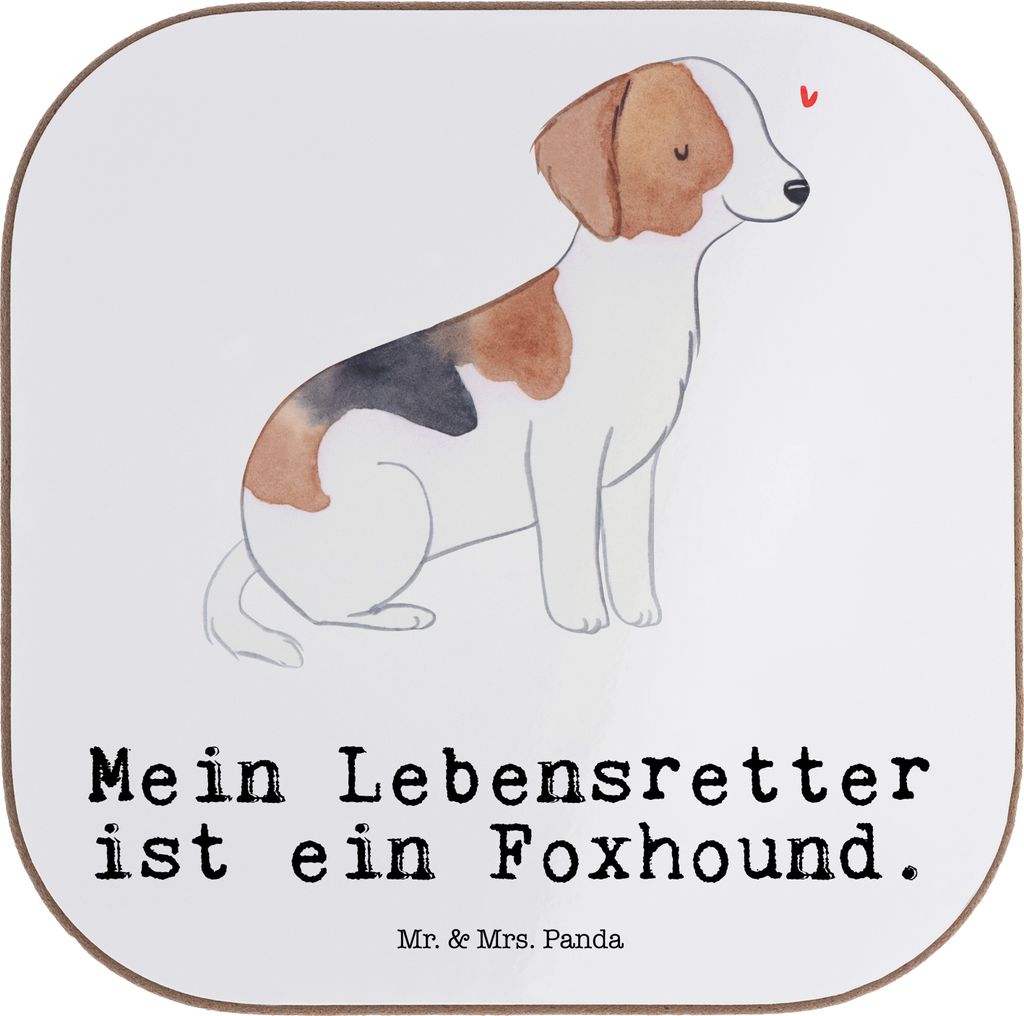 Mr. & Mrs. Panda Untersetzer für Gläser Foxhound Lebensretter - Weiß - Geschenk, Jagdhund, Tassenuntersetzer, gläseruntersetzer, Tasse, Tischun...