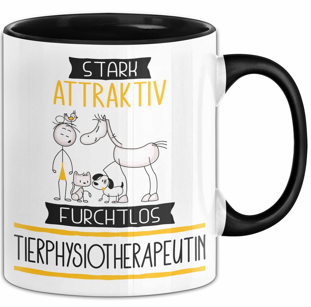 Tierphysiotherapeutin Tasse Geschenk Becher Stark Attraktiv Furchtlos Tierphysiotherapeutin Lustige Geschenkidee (Schwarz)