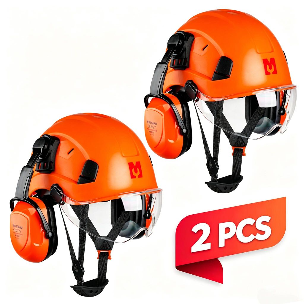MUSTBAU 2 PAAR Forsthelm EN397 Bauhelm Schutzhelm mit Produktbild 