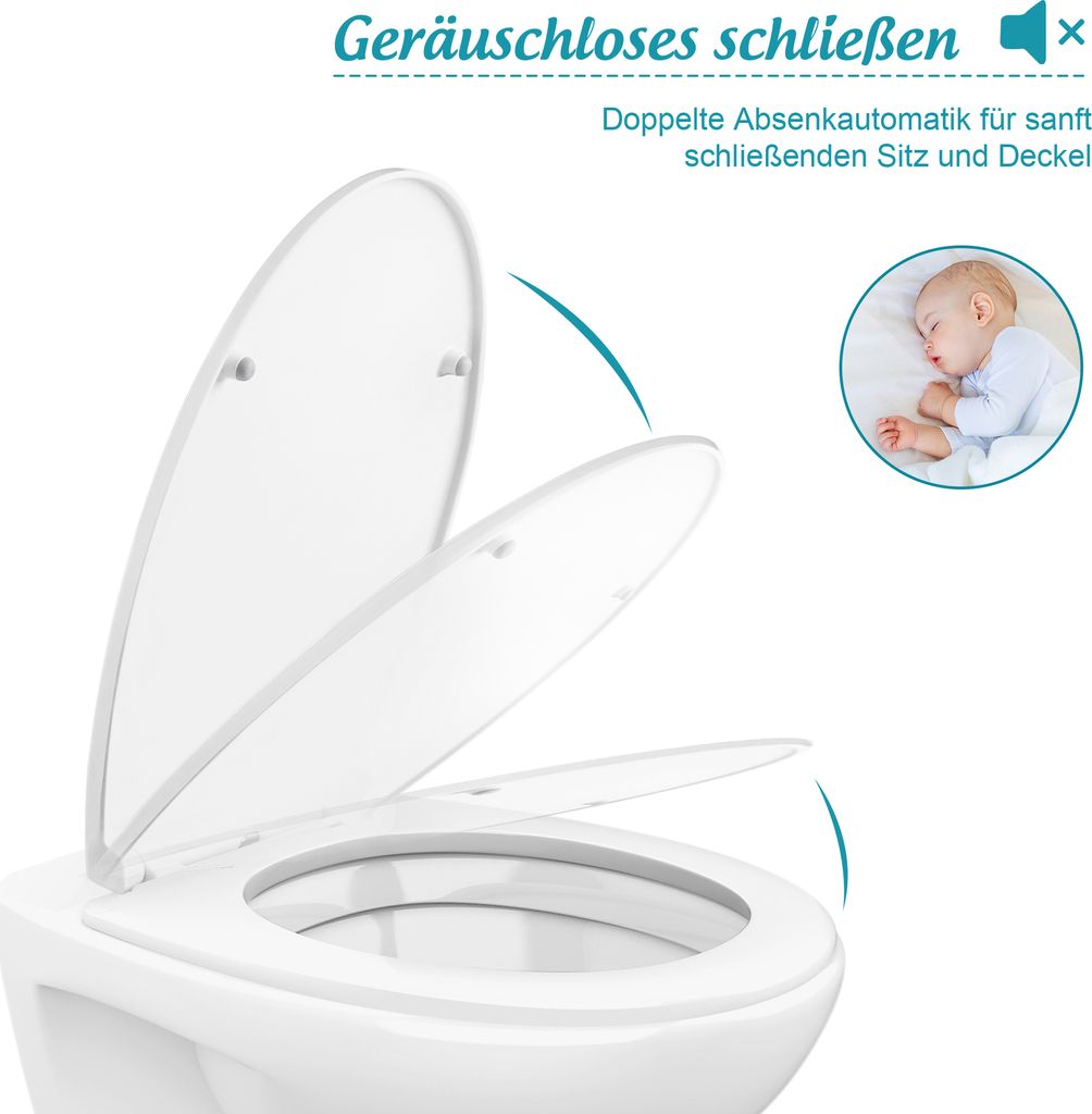 WC-Sitz, Abnehmbarer Toilettensitz in Weiß, Hergestellt aus Produktbild 4