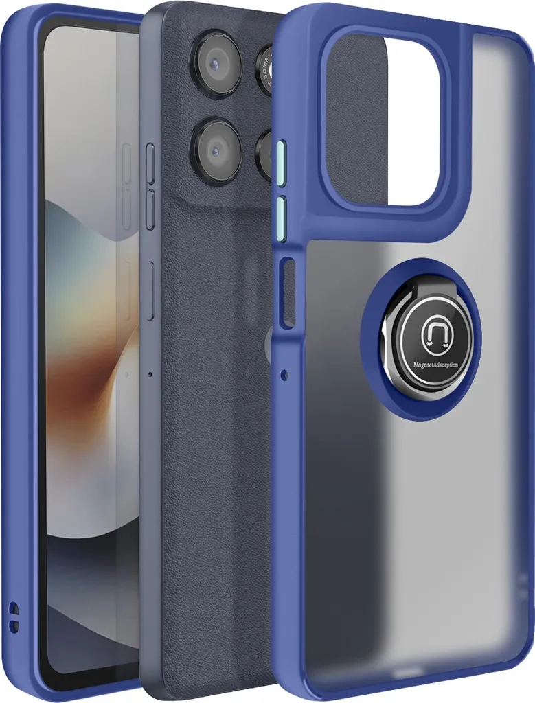 Cover Motorola Moto G56 Avizar Blu Opaco con Anello Magnetico 360°