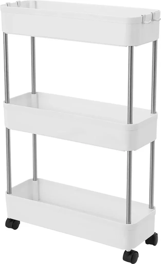 Scaffale Stretto da Nicchia Nero 15cm | Carrello Salvaspazio Cucina Bagno