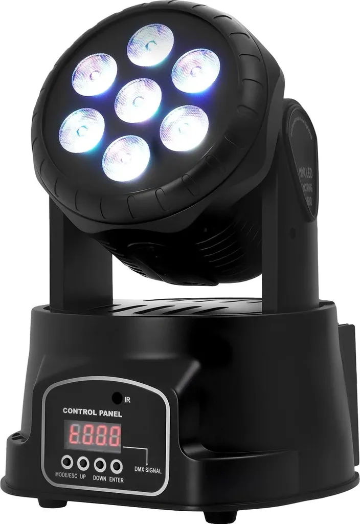 Lyre Wash LED RGBWA+UV Noire 6 en 1 avec Pilotage DMX 512 Intégré Pro