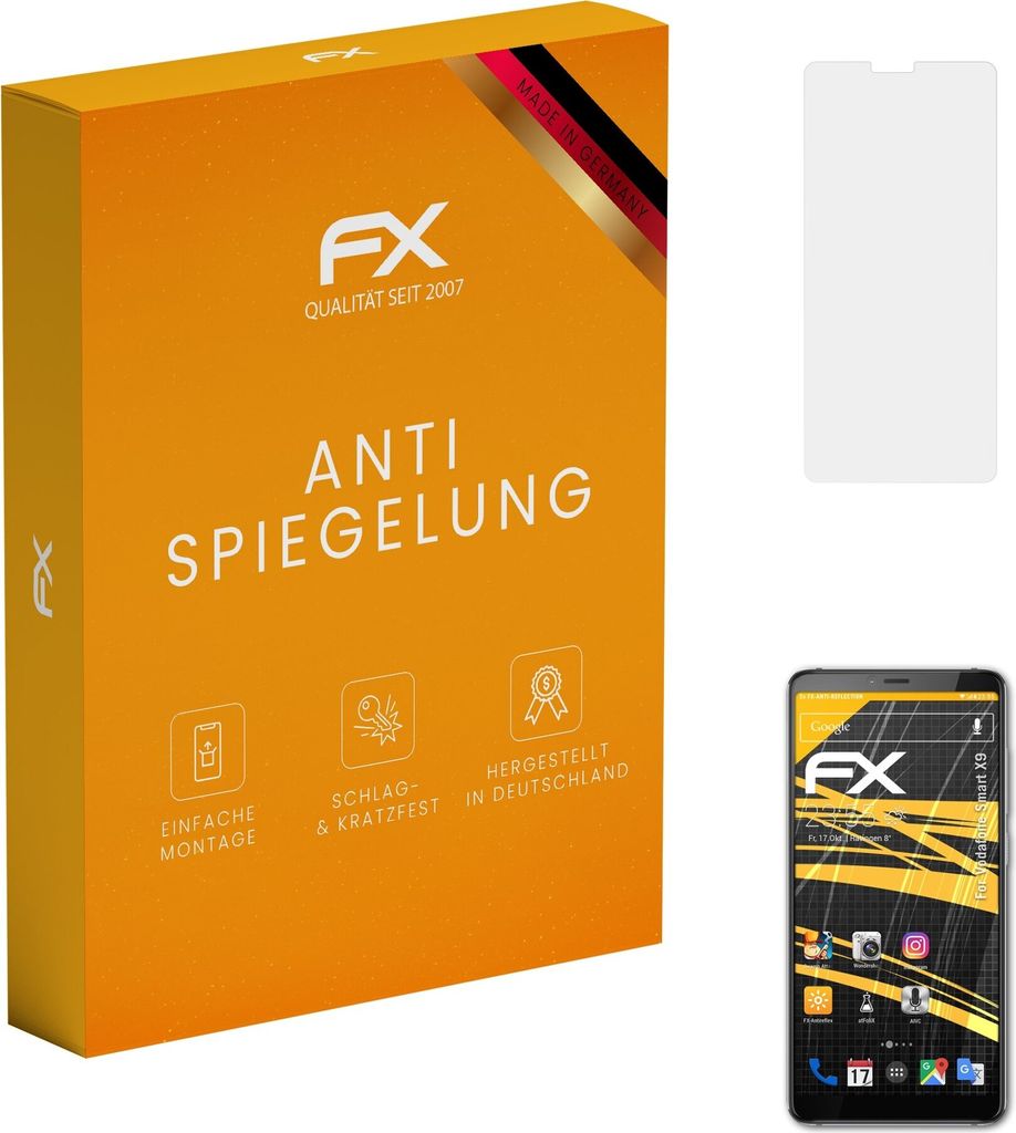 atFoliX FX-Antireflex 3x Schutzfolie kompatibel mit Vodafone Smart X9 Displayfolie