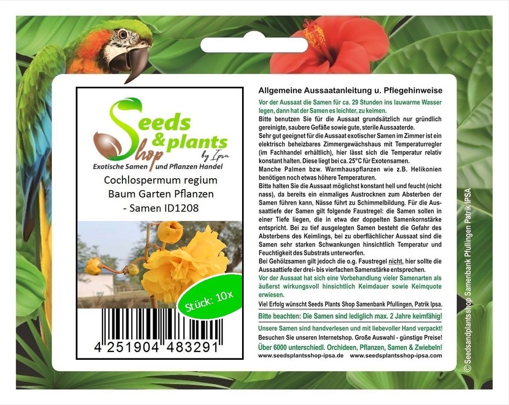 10x Cochlospermum regium Baum Garten Pflanzen - Samen ID1208