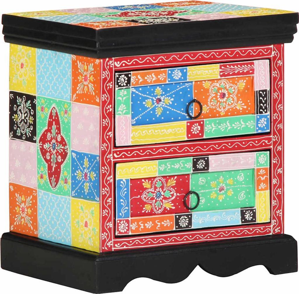 "WINTER SALE"Nachttisch 2er Set, für Schlafzimmer - elegantes Design - Nachtkommode - Mehrfarbig 40x35x45cm Massivholz Mango - Nachttische & -schr...