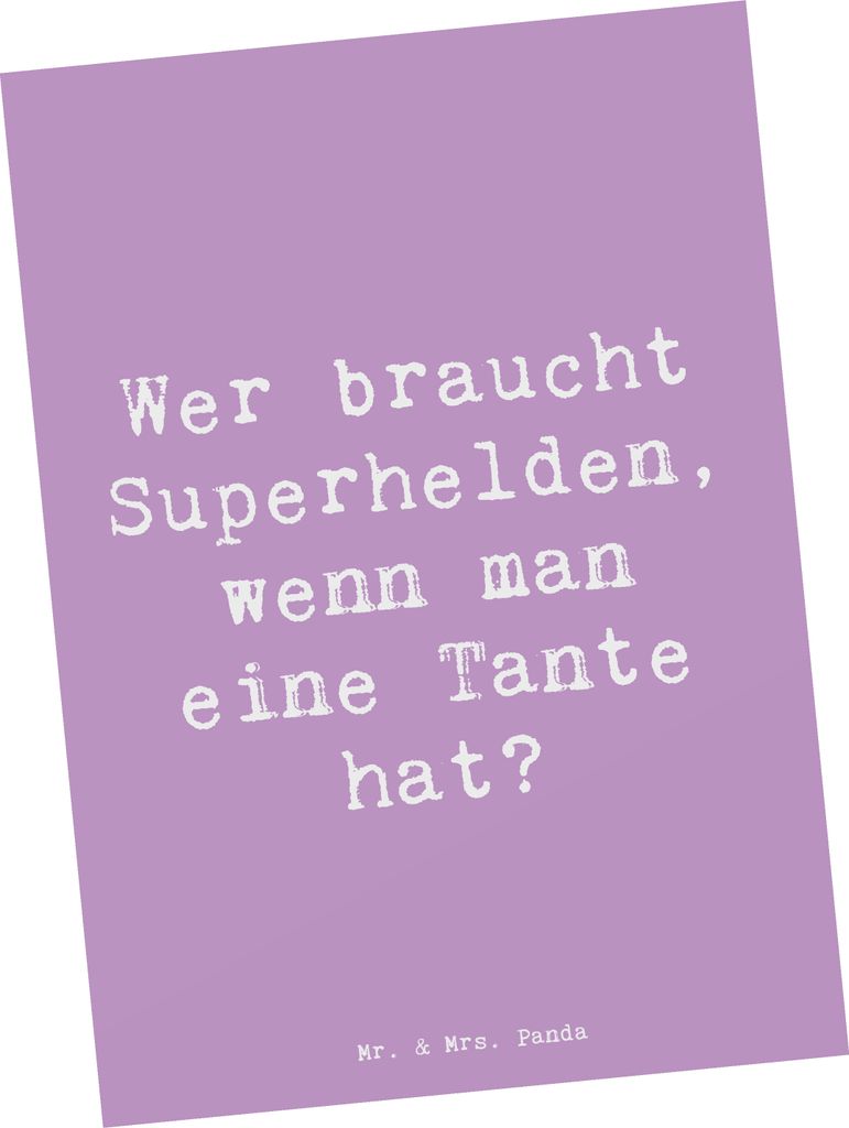 Mr. & Mrs. Panda Postkarte Spruch Lieblings-Tante - Lavendeltraum - Geschenk, Ansichtskarte, Grußkarte, Heldin, Liebe, Verwandtschaft, handgemacht...