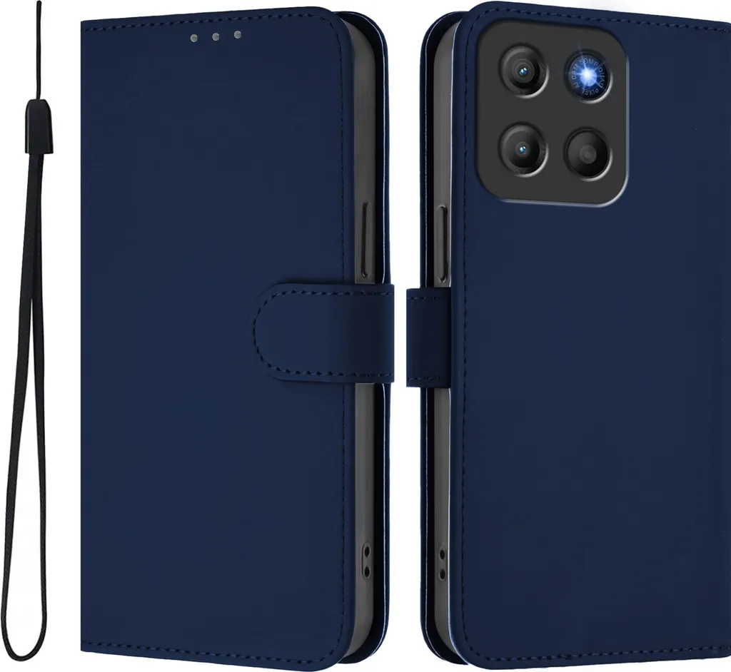 Custodia Portafoglio Moto G15 Power Phonesta con Cordino - Blu Navy
