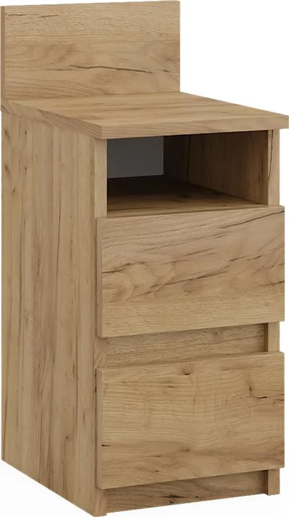 Chevet 2 tiroirs Vicco Monty 25x59cm chêne doré, design compact et robuste