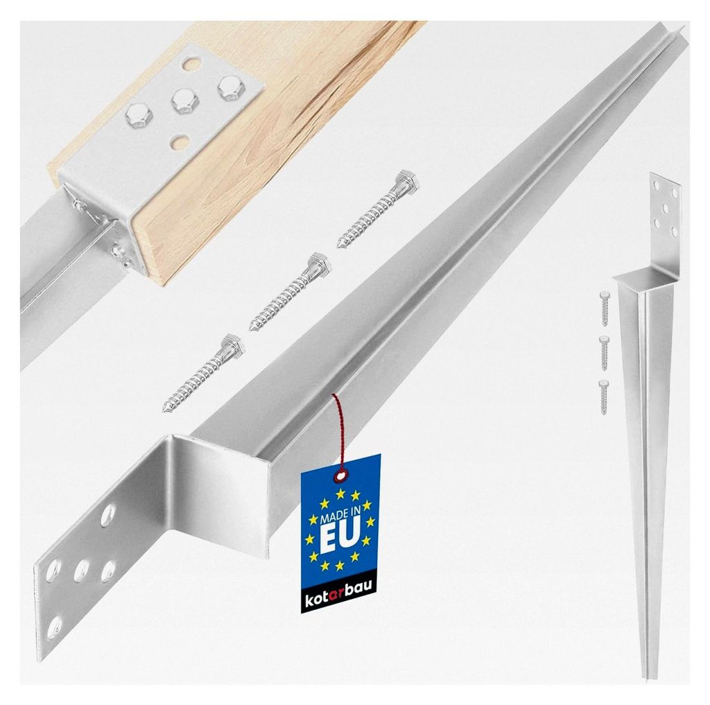 Pfostenträger zum Einschlagen - 600 mm - Erdanker - 60 x 110 mm - Bodenanker - für Zäune und Pavillons - Einschlaghülse für Holzpfosten - Stah...