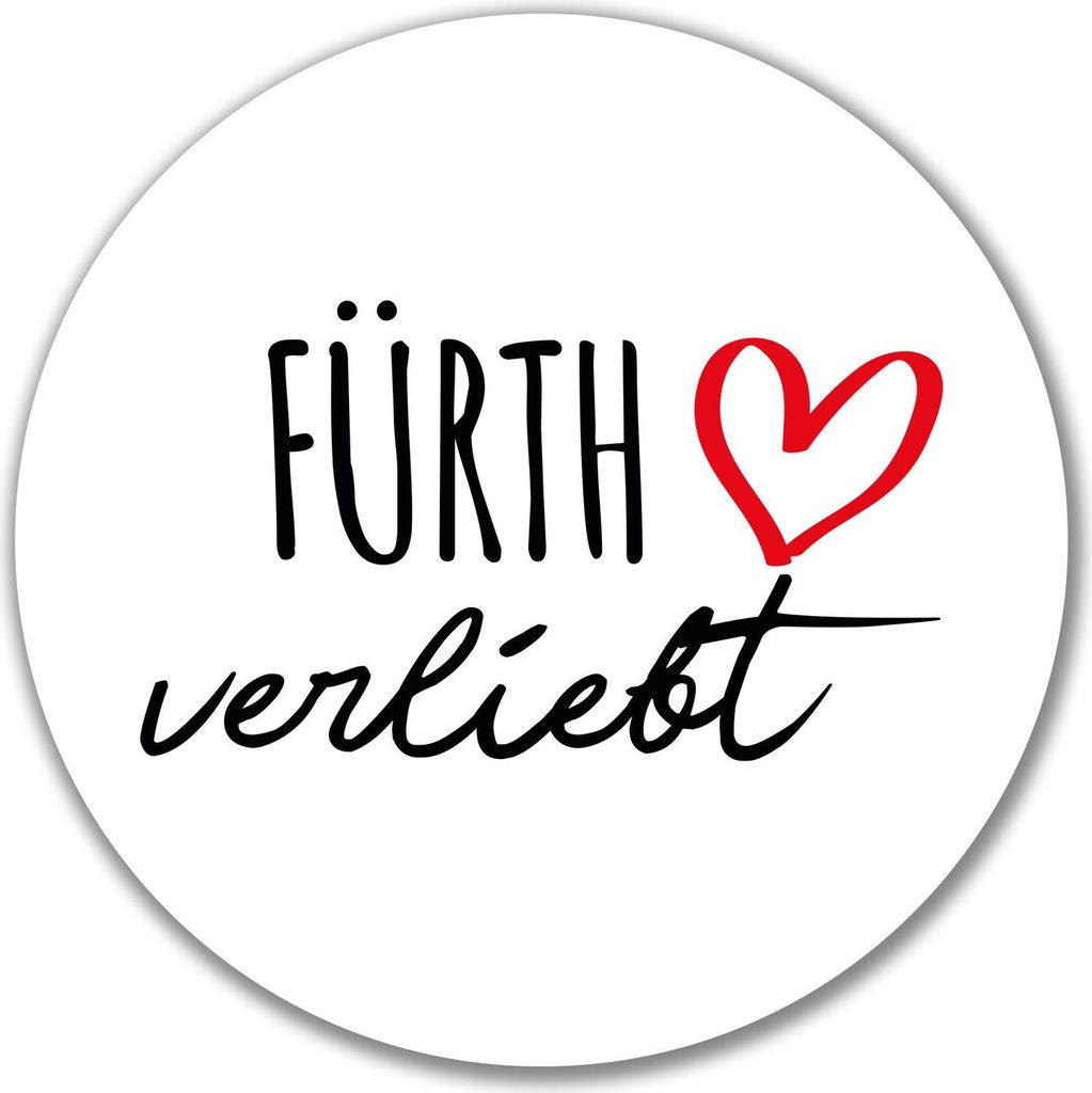 Huuraa Aufkleber Fürth verliebt 10cm rund Sticker Geschenkidee