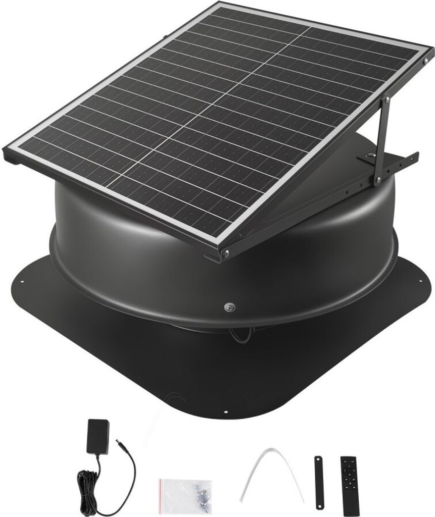 Solarbetriebener Dachventilator 42W - Thermostat Ventilator mit Fernbedienung - Solar Dachlüfter