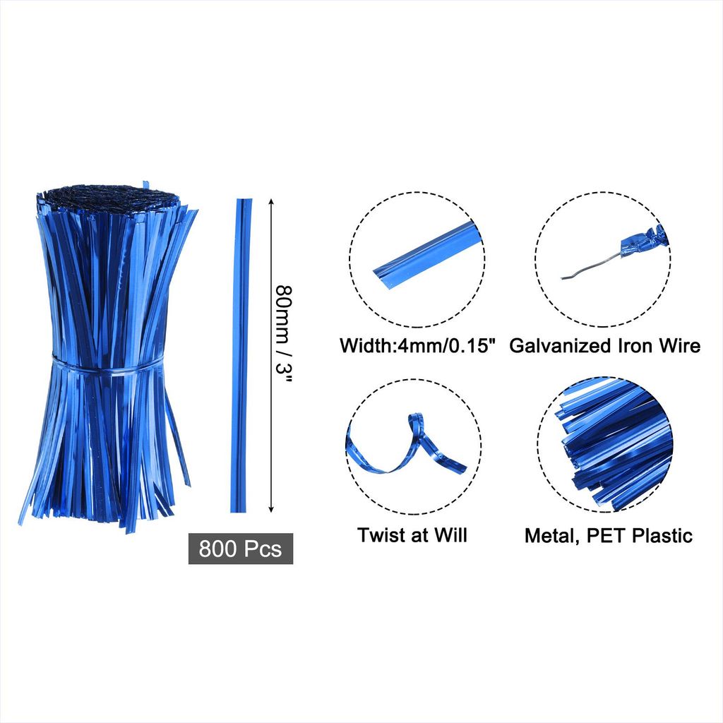 800 Stš¹ck 3" Twistbinder, Metallische Twist Ties, Wiederverwendbare Kunststoffummantelte Twist Ties fš¹r B?ckerei, Sš¹?igkeitenbeutel, Kaffe...
