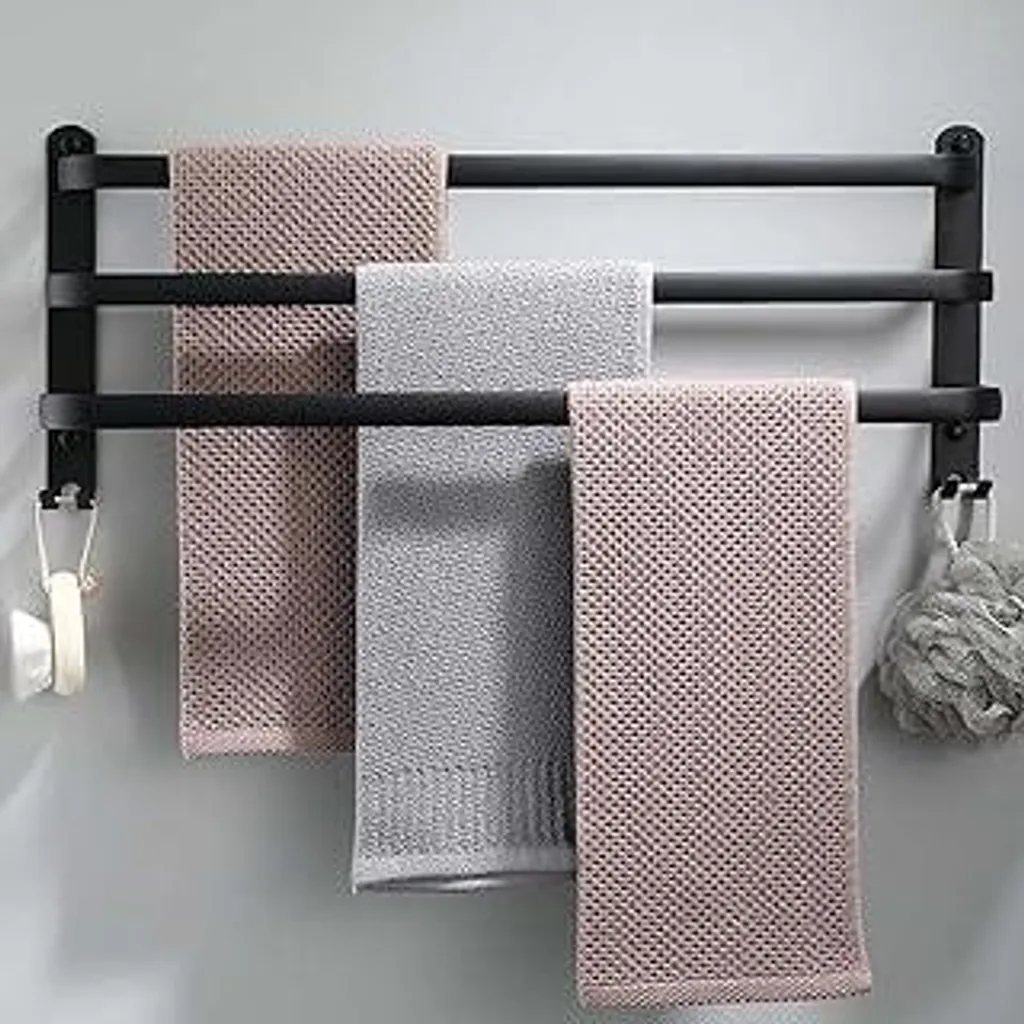 Accessori Bagno Nero Opaco 60cm | Portasciugamani Senza Fori Offerta