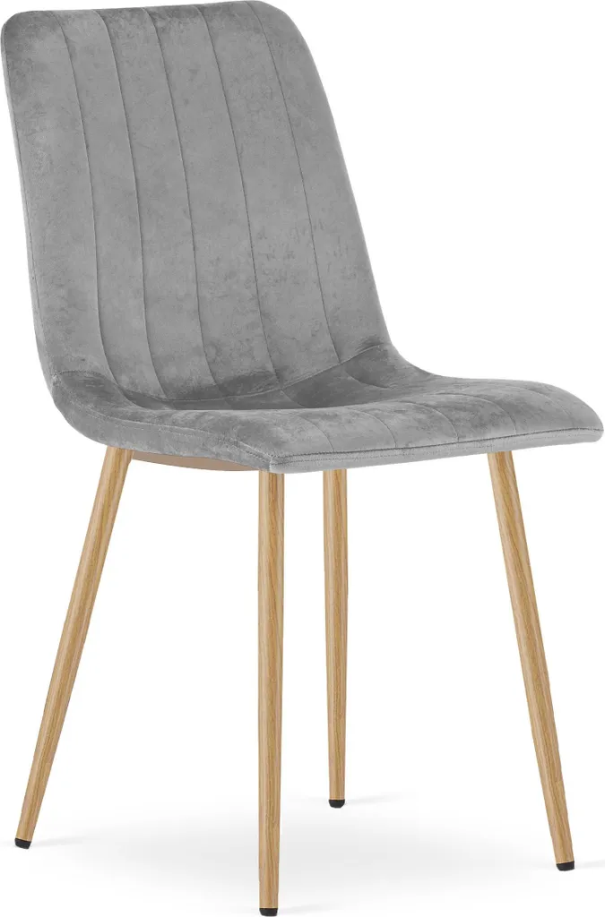 Chaise en Velours Gris Clair Pieds Bois - Confort et Style Leobert