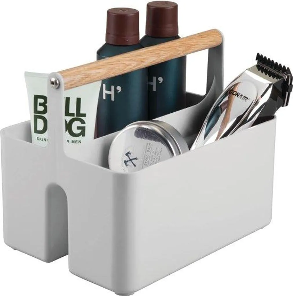 Meuble de salle de bain gris avec poignée et 2 compartiments - 60cm