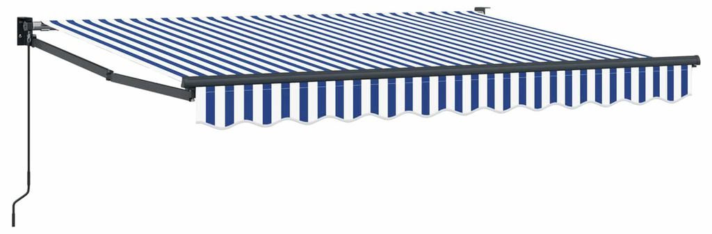 Manuell einziehbare Markise - CLORIS - Markisentuch - Blau und Weiß 3,5x2 m - Markisen C549