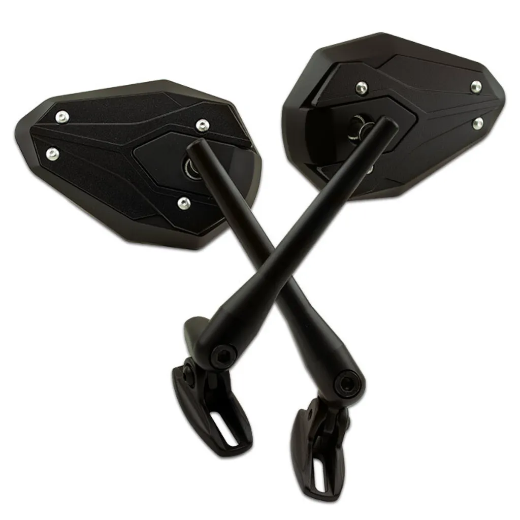 Rétroviseur HERO ALU/ABS noir V avec bras ajustable et coque profilée
