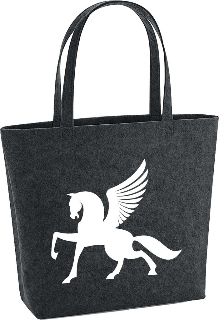 Huuraa Filzshopper Pegasus Silhouette 22 Liter Charcoal Melange Filztasche Geschenkidee