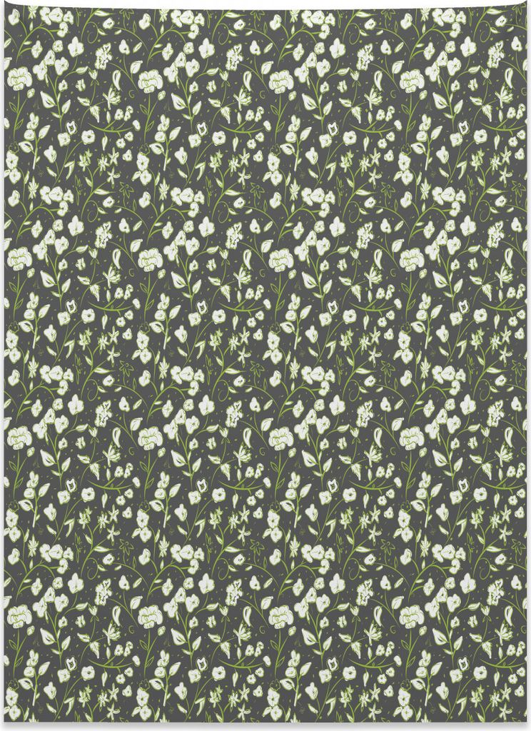 Abakuhaus Blumen Wandteppich, Blumen und wirbelnde Blätter aus Weiches Mikrofaser Stoff Kein Verblassen Klare Farben Waschbar, 110 x 150 cm, Apfel...