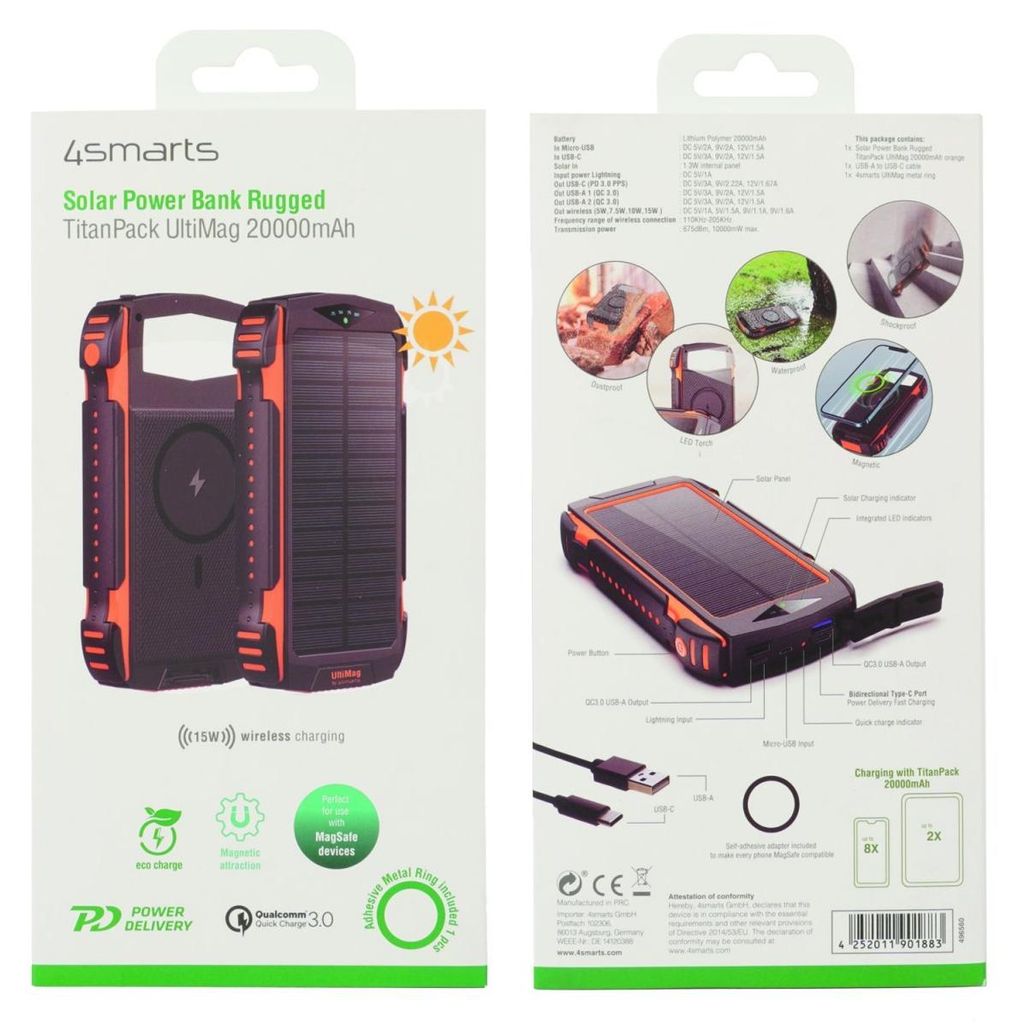 4smarts Solar Powerbank TitanPack UltiMag 20000mAh. schwarz Produktbild 
