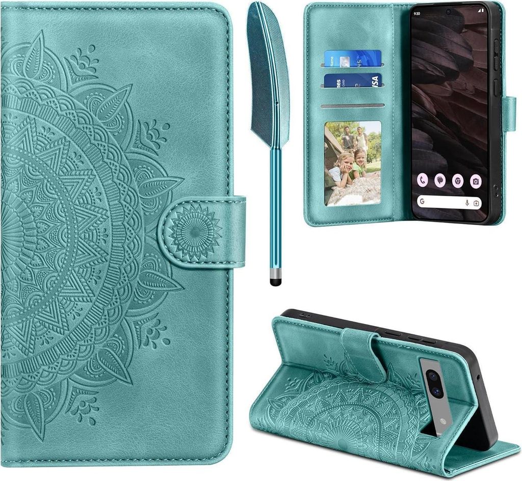 Google Pixel 7A Lederhülle Wallet Case Schutzhülle Grün Produktbild 