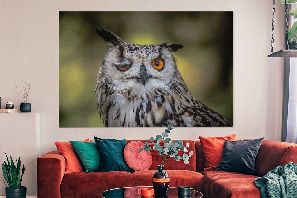 OneMillionCanvasses - Leinwandbilder - 150x100 cm, Eule - Auge - Orange, Wandbilder Kunstdruck Wanddekoration