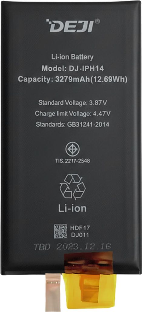 Clappio, 3279mAh Akku ohne BMS ohne iOS Warnung iPhone 14, Schwarz