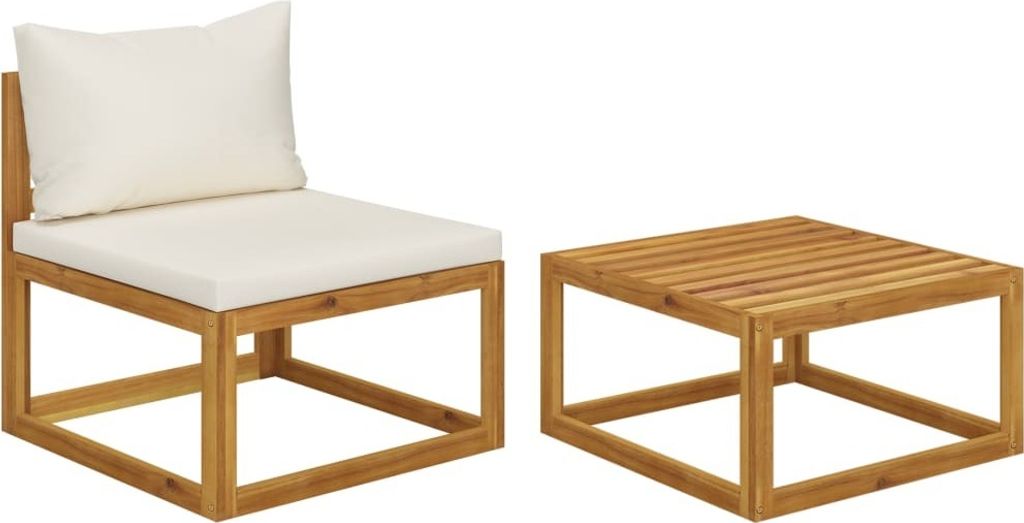 (Robust Möbel) 2-tlg. Garten-Sofagarnitur - Balkonmöbel/Loungeset - elegantes Design - mit Auflage Massivholz Akazie - Gartensofas DEMöbel51...