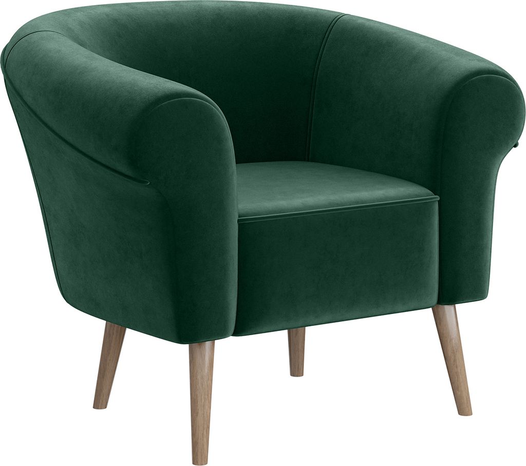 MEBLINI Sofa Sessel für Wohnzimmer - Mini Lounge für eine Person - Loungesessel - Armlehnstuhl - Armchair - EMILIA - 1 - Grün Samt