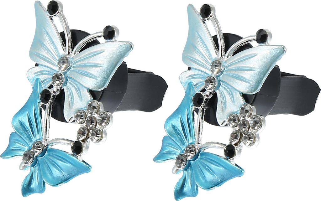 2 Stück Auto Klimaanlage Schmetterlingsform Clip Auslassventil Blau